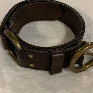 Leather Belt brass circle buckle made in Italy